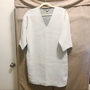 NWOT: COS 3/4 Sleeve V-Neck Light Grey Tunic Dress